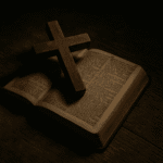 Cross on bible